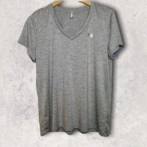 Under Armour loose heat gear gray v-neck short sleeve shirt